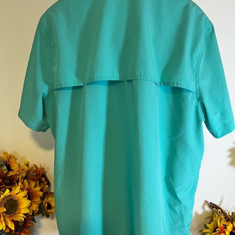 🏕️ Eddie Bauer Men’s Performance Short Sleeve Shirt – Turquoise – Size L - Picture 7 of 8